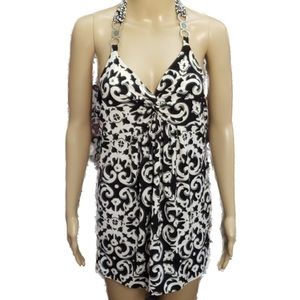White House Black Market silver accented halter top size medium